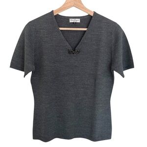 Vintage SALVATORE FERRAGAMO Wool Blend Sweater Gancini Logo Gray